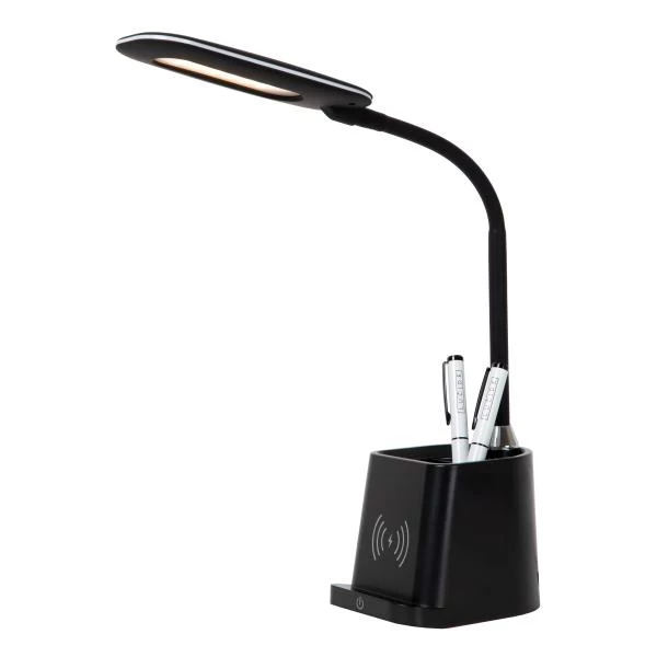 Lucide PENNY - Bureaulamp - LED Dimb. - 1x4,7W 3000K - Met draadloze oplader - Zwart - detail 1